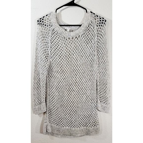 Gap Beige Tan Crew Neck Open Knit Chunky Sweater Top Large Long Sleeves Soft - Picture 5 of 6